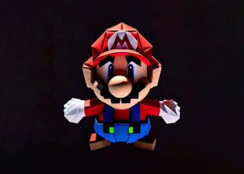 Personajes de Mario Bros con apariencia de Origami