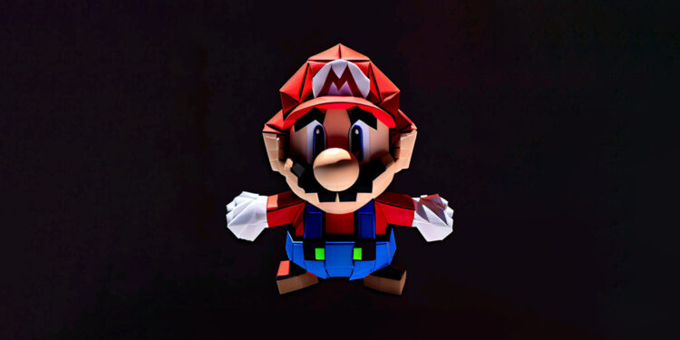 Personajes de Mario Bros con apariencia de Origami